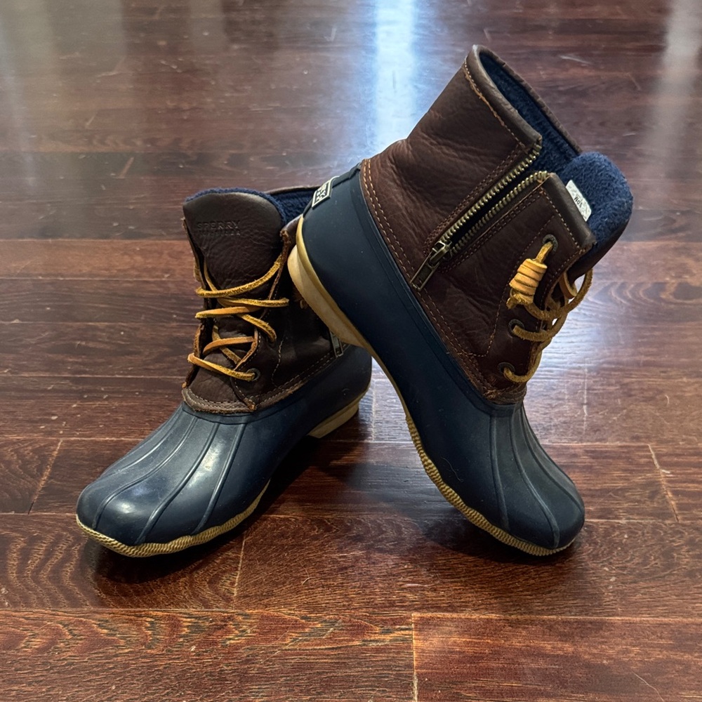 Sperry Dark Brown and Navy Duck Boots